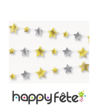 Guirlande d'étoiles argentées et dorées, 274cm