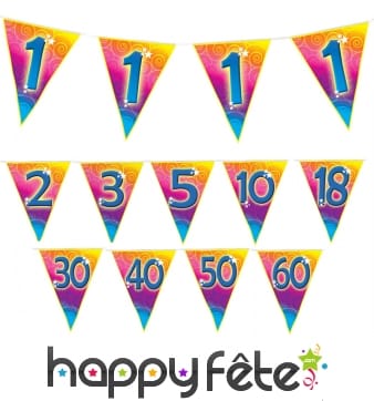 Guirlande de fanions avec âge, 5m