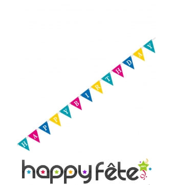 Guirlande de fanions colorés Happy birthday 274cm