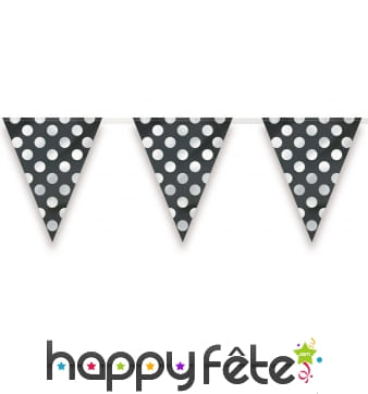 Guirlande de fanions noirs à pois blancs