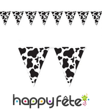 Guirlande de fanions vache noir et blanc, 370cm