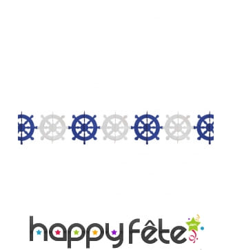 Guirlande de gouvernails marin blancs bleus 3m