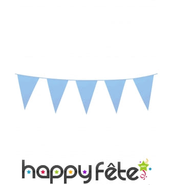 Guirlande de grands fanions bleu ciel 10m