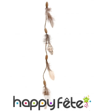 Guirlande de plumes avec perles en bois, 116cm