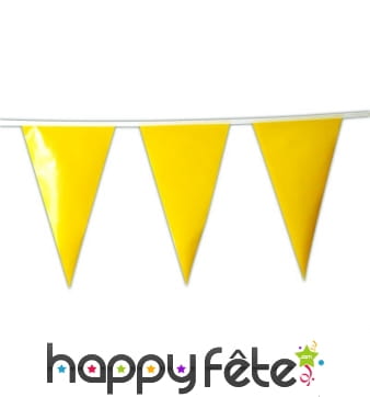 Guirlande de triangles jaunes en plastique, 10m