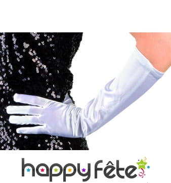 Gants élastiques blanc satiné