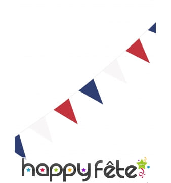 Guirlande France de fanions bleu blanc rouge, 3m