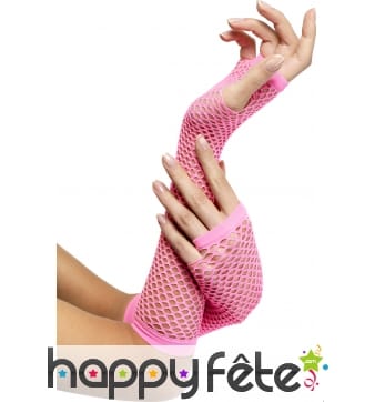 Gants fuschia filet sans doigts.