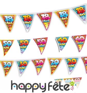Guirlande fanions imprimé âge, 6m