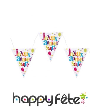 Guirlande fanions joyeux anniversaire 3m