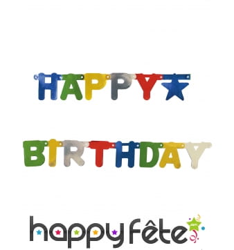 Guirlande Happy Birthday colorée de 156cm