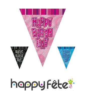 Guirlande Happy Birthday de Fanions, 274cm