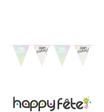 Guirlande Happy Birthday irisée 4 m en plastique