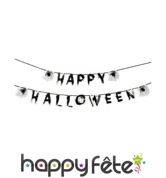 Guirlande Happy Halloween de 3 m, toile insectes