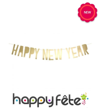 Guirlande Happy New Year de 90cm, dorée