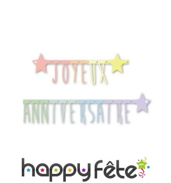 Guirlande Joyeux anniversaire pastel, 160cm