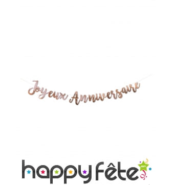 Guirlande Joyeux Anniversaire rose doré de 180cm