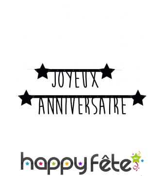 Guirlande noire Joyeux anniversaire de 160cm