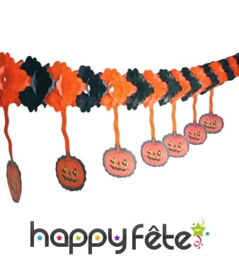 Guirlande orange et noir avec citrouilles