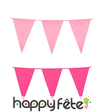 Guirlande rose de fanions triangulaires, 10m