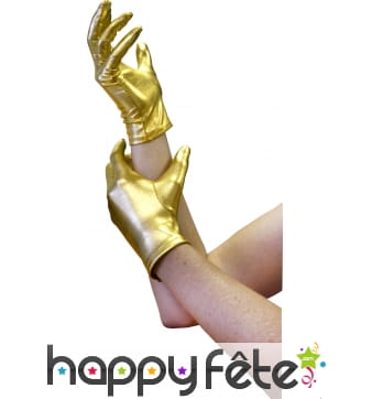 Gants satin doré