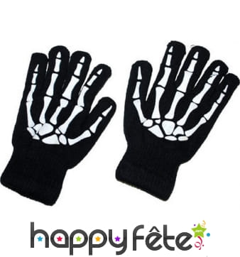 Gants squelette de taille adulte