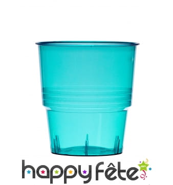Gobelets turquoises transparents de 25 cl