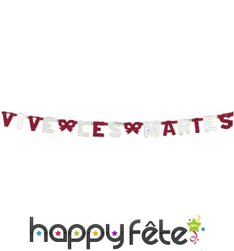 Guirlande "vive les mariés" bordeaux - 1.60 m