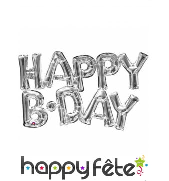 Happy Birthday en ballons argentés de 78 cm
