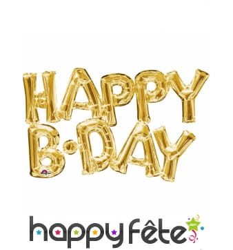Happy Birthday en ballons dorés de 78 cm