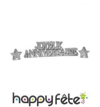 Joyeux Anniversaire argenté de 19cm