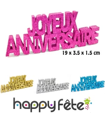 Joyeux Anniversaire pailleté de table 9cm