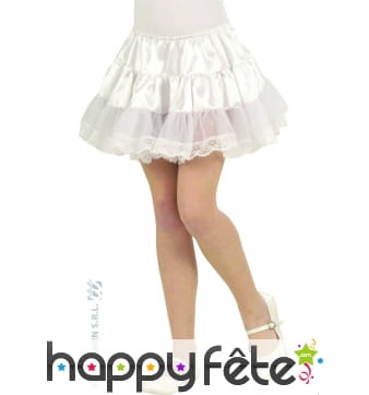 Jupon court dentelle et satin blanc