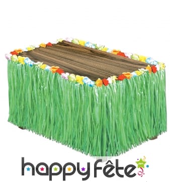 Jupe de table Hawaïenne franges vertes