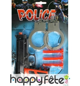Jouet pistolet à flechettes et menottes