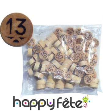 Jetons pour loto en bois