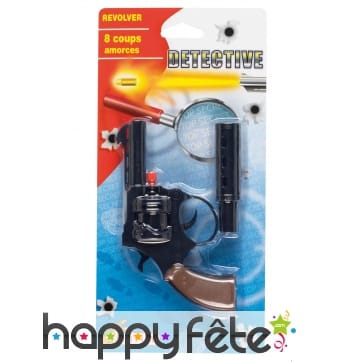 Jouet revolver de détective avec silencieux
