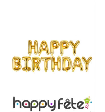 Kit de ballons dorées en lettres Happy Birthday