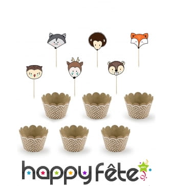 Kit de décorations pour cupcake animaux de forêt