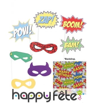 Kit photobooth BD Comics 9 pièces