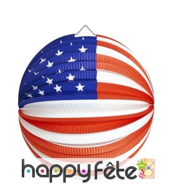 Lanterne boule drapeau Américain