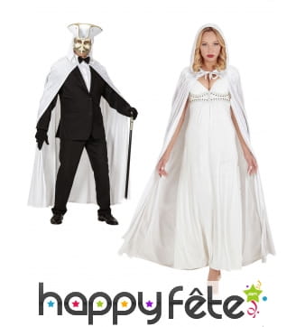 Longue cape blanche en velours avec capuche, 150cm