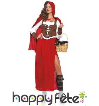 Long costume de chaperon rouge style médiéval
