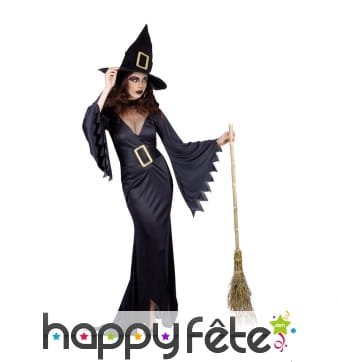 Long costume de sorcière noire adulte