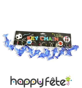 Lot de 12 porte clés dauphin transparent