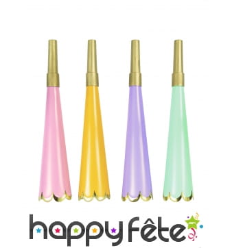 Lot de 4 Trompettes cotillon colorées