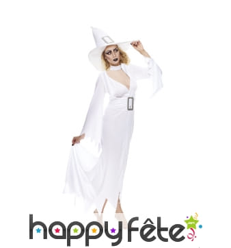 Long déguisement blanc de sorcière