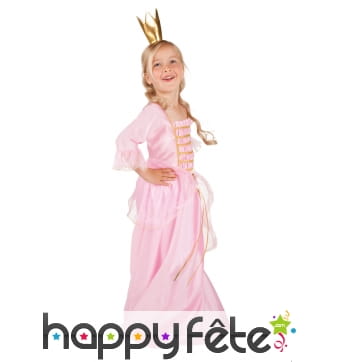 Long déguisement rose uni de princesse pour fille