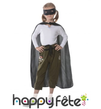 Loup et cape de super héros noir pour enfant