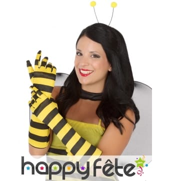 Longs gants abeille rayés pour femme